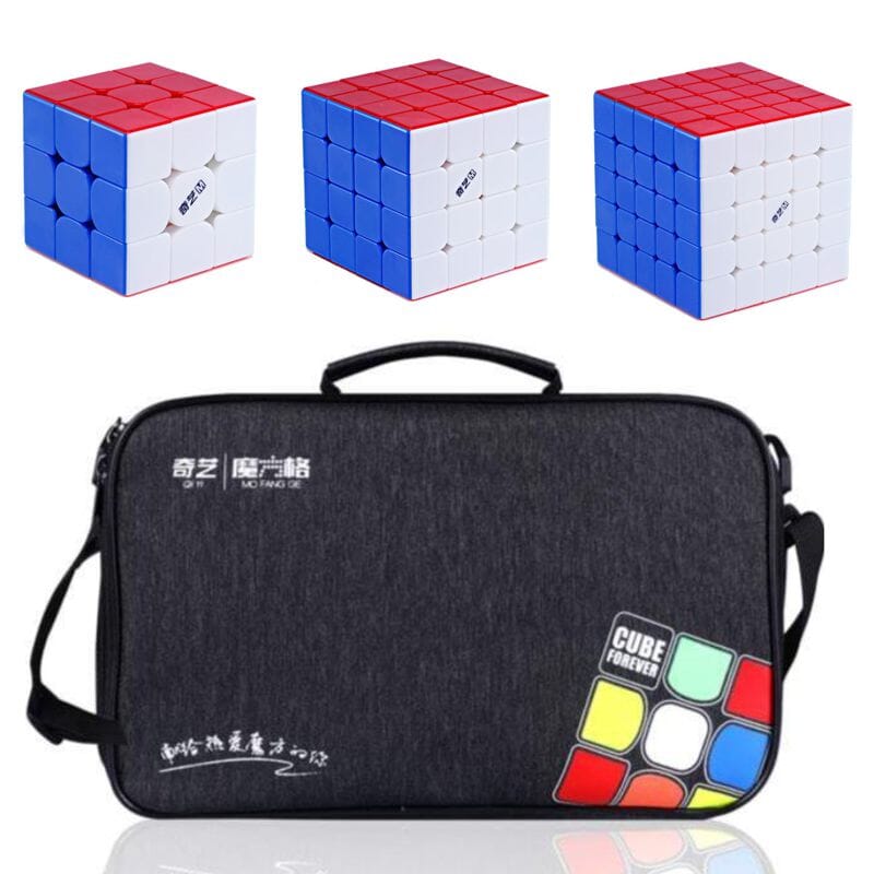 SHOULDER CUBE BAG + Speed Cube Set QiYi Magnetic MS 3x3, 4x4 and 5x5 | BUNDLE