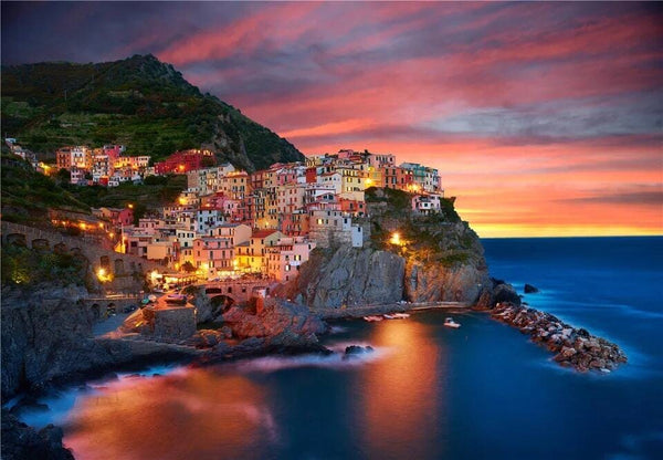 Bei Bi La 300 Piece Jigsaw Puzzle "Italy hilside beach houses at night" Jigsaw Puzzle Bei Bi La 