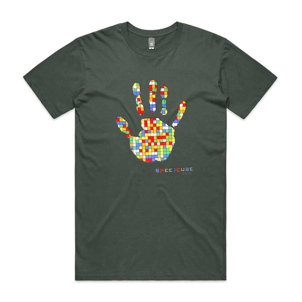 T-Shirt Charcoal Crewneck Cotton Tee - Cube Hand Print