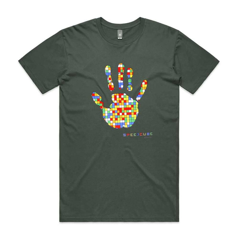 T-Shirt Charcoal Crewneck Cotton Tee - Cube Hand Print Apparel SPEEDCUBE PTY. LTD. 