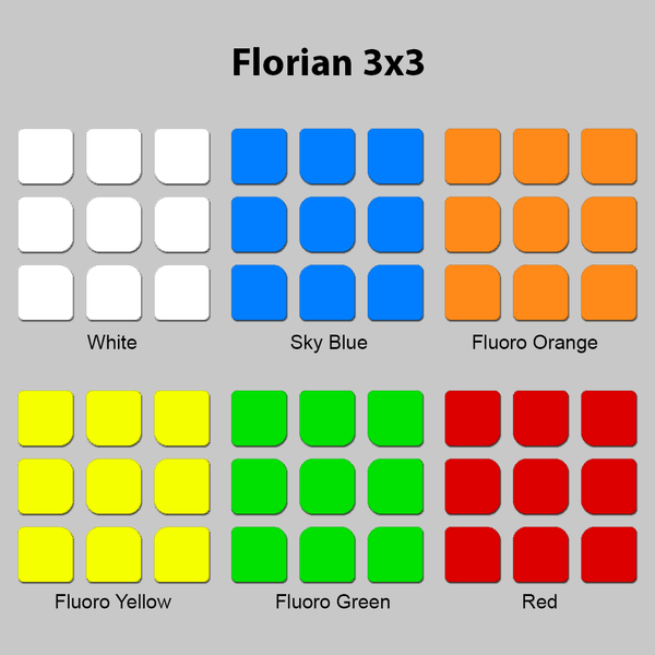 Sticker Set Florian 3x3x3 Stickers SPEEDCUBE PTY. LTD. FULL BRIGHT 