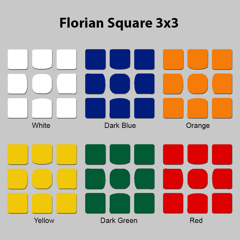 Sticker Set FLORIAN-SQUARE 3x3x3 Stickers SPEEDCUBE PTY. LTD. CLASSIC DARK 