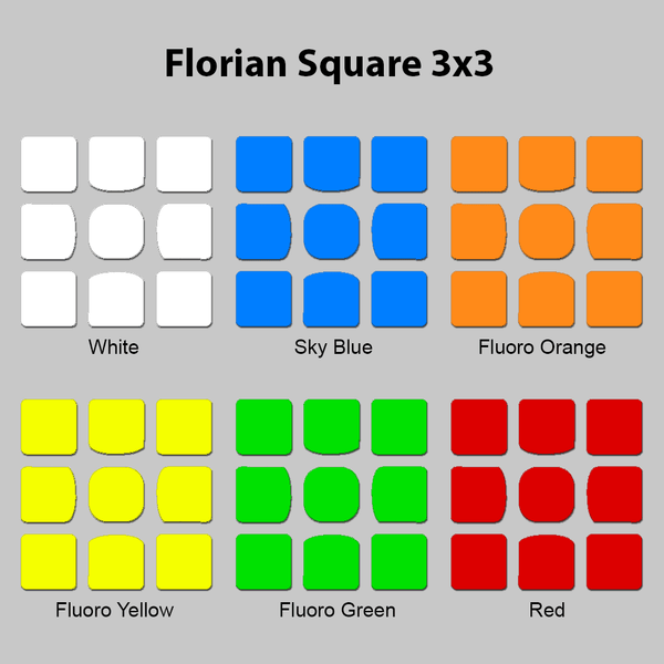 Sticker Set FLORIAN-SQUARE 3x3x3 Stickers SPEEDCUBE PTY. LTD. FULL BRIGHT 