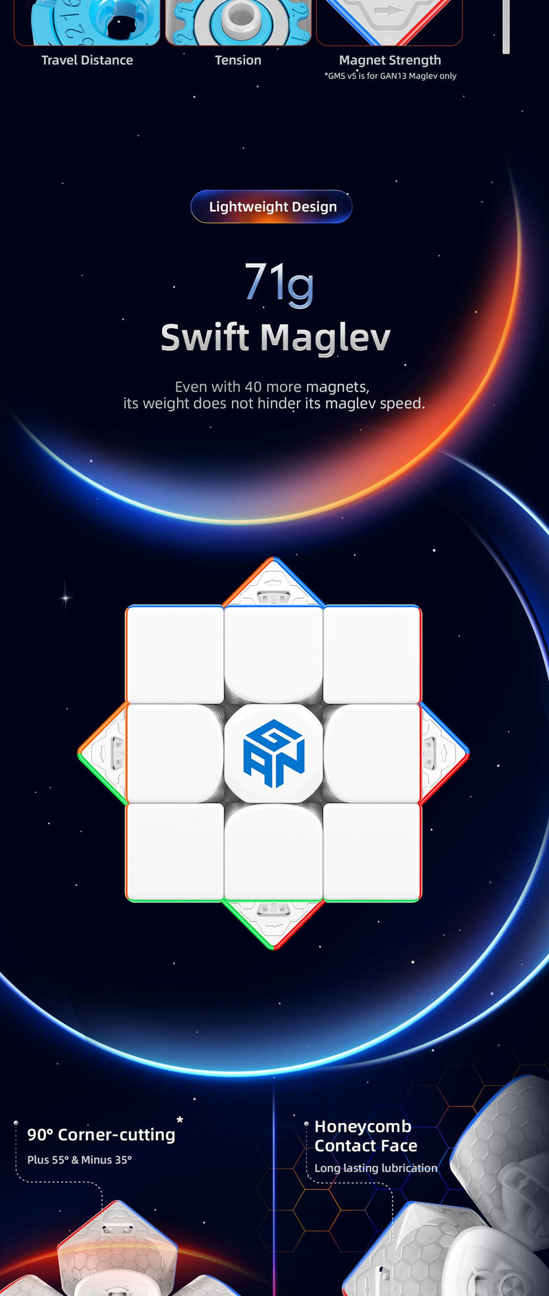 GAN Cube 13M MAGLEV Premium Magnetic Speed Cube [UV Edition] 3x3 GAN 