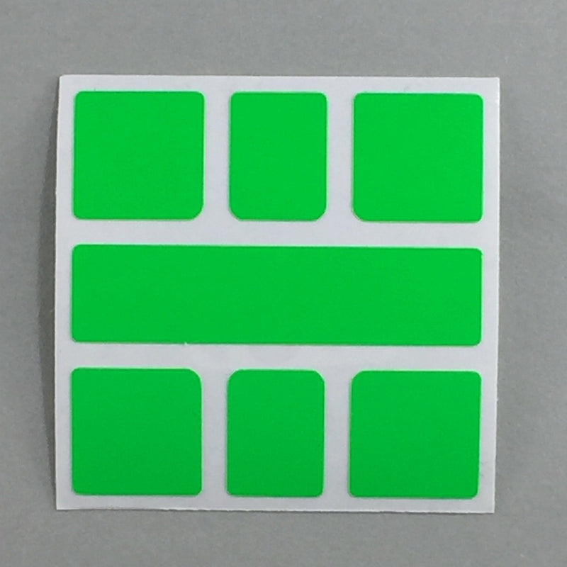 AusCubeSticker Sticker Sheet: SQUARE-1 Stickers Aus Cube Stickers Fluoro Green (long oblong) 