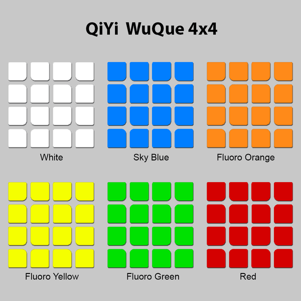 Sticker Set QiYi WuQue 4x4 Stickers SPEEDCUBE PTY. LTD. FULL BRIGHT 